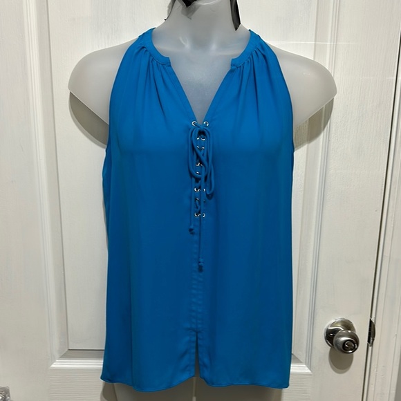 Blue Lace-Up  Top - Picture 1 of 2